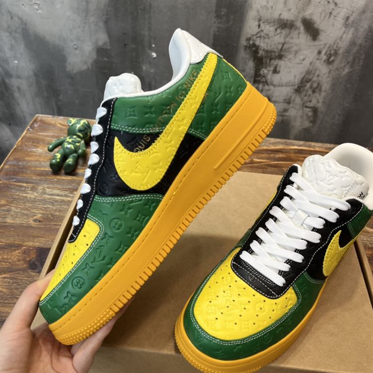 LOUIS VUITTON X NIKE AIR FORCE 1 LOW-TOP SNEAKERS IN YELLOW AND GREEN   LVS119