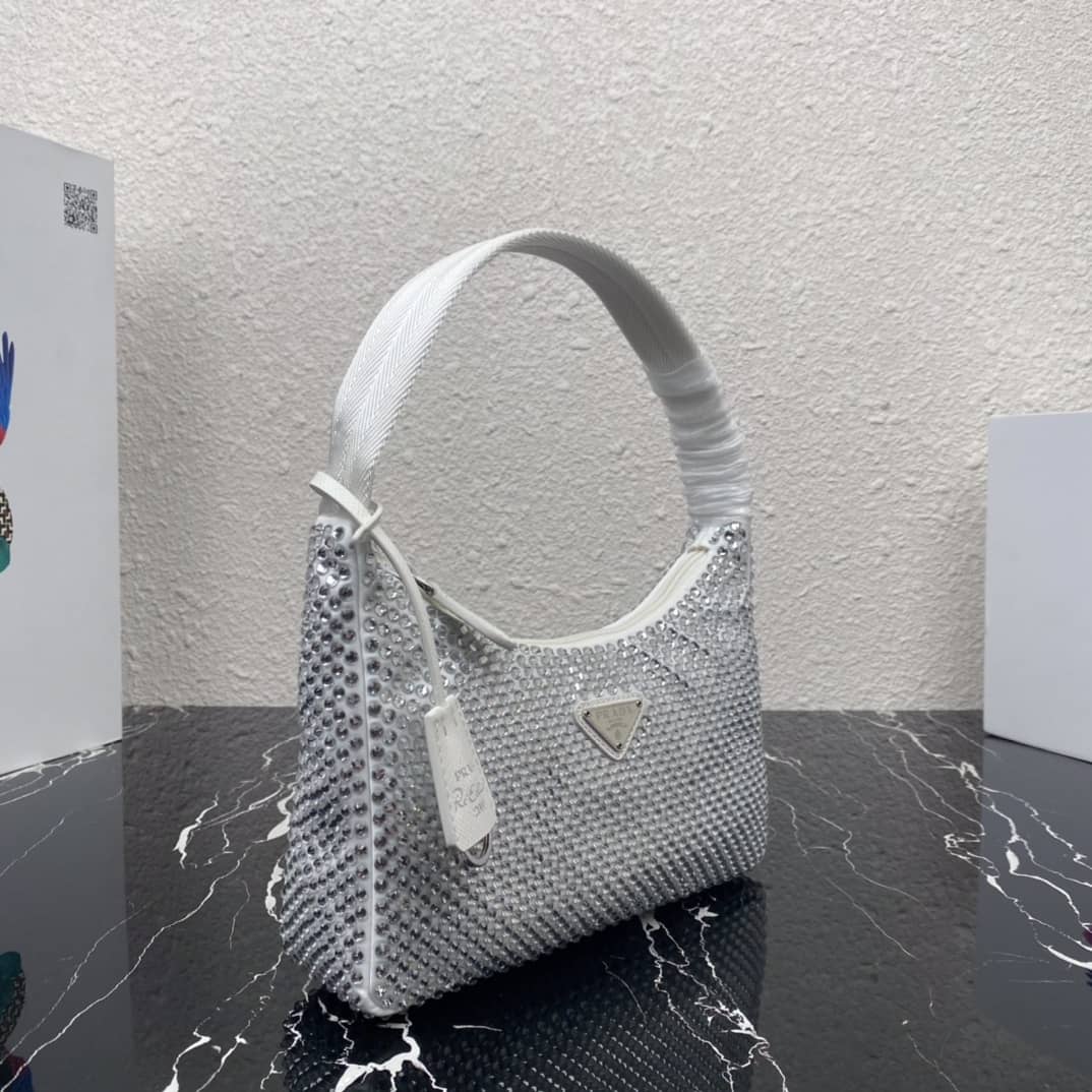 Prada Satin Re-Edition 2000 Crystal Mini Hobo