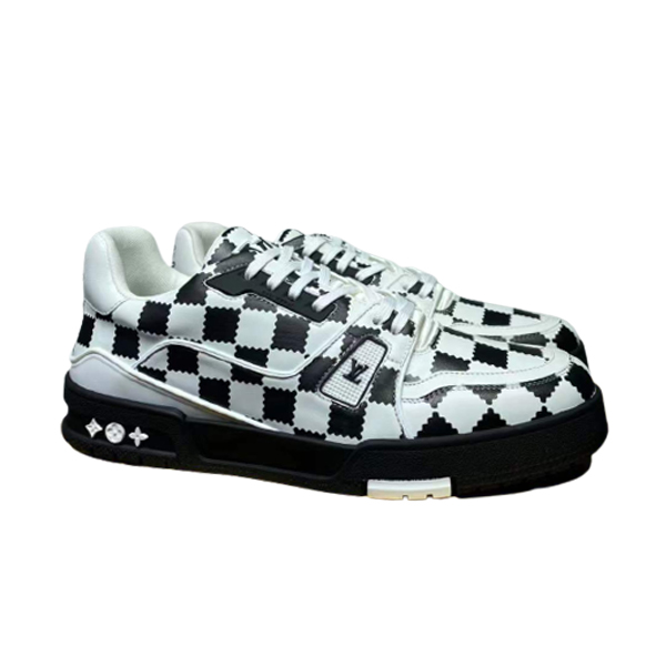 LOUIS VUITTON TRAINER SNEAKER BLACK WHITE DAMIER   LVS046