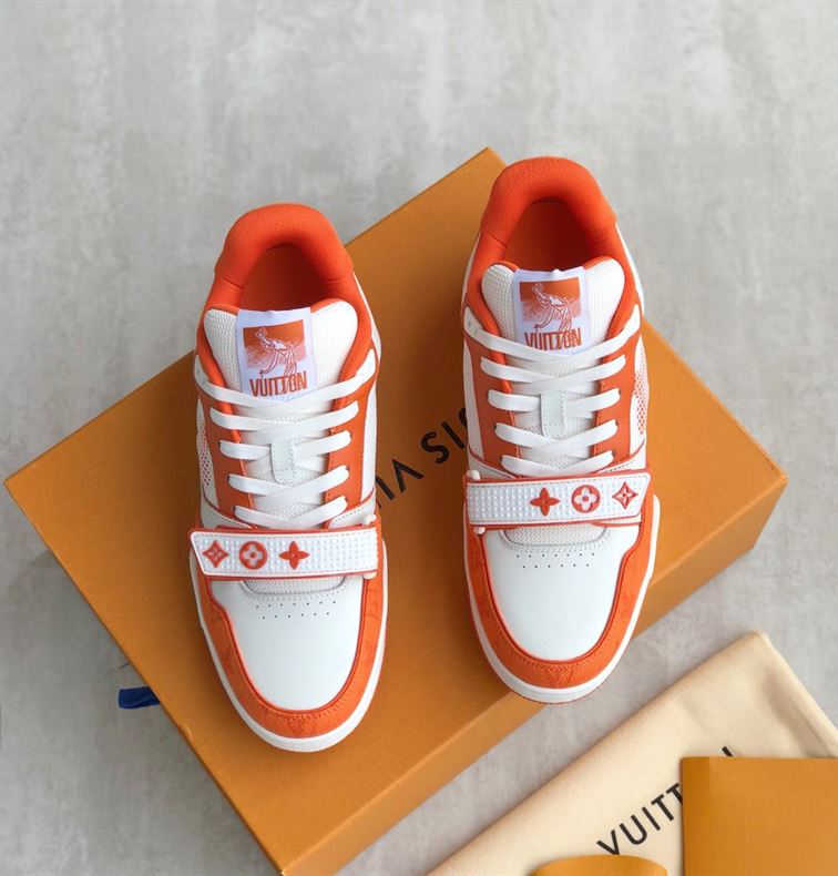 LV Shoes Replica TRAINER MONOGRAM DENIM ORANGE   LVS012