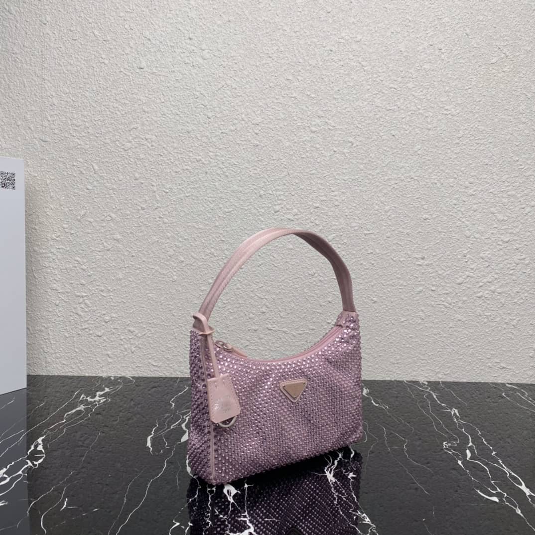Prada Satin Re-Edition 2000 Crystal Mini Hobo