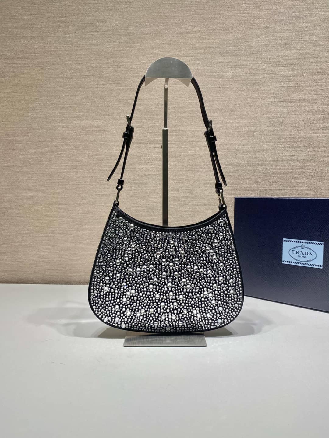 Replica Pradas Cleo Satin Bag With Appliqusin In Wisteria