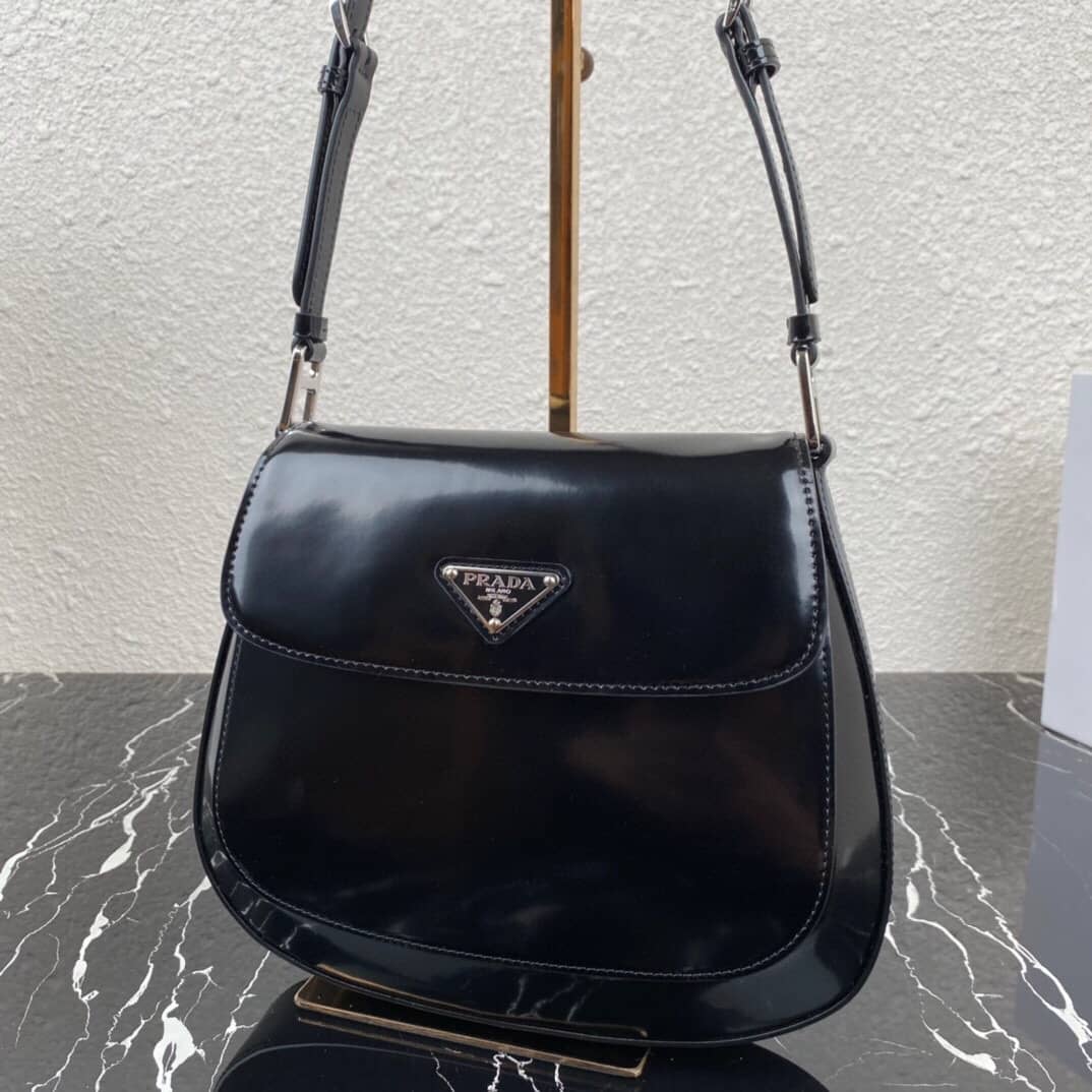 Replica Pradas Cleo Brushed Leather Flap Shoulder Bag