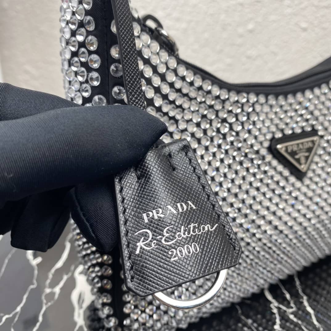Prada Satin Re-Edition 2000 Crystal Mini Hobo