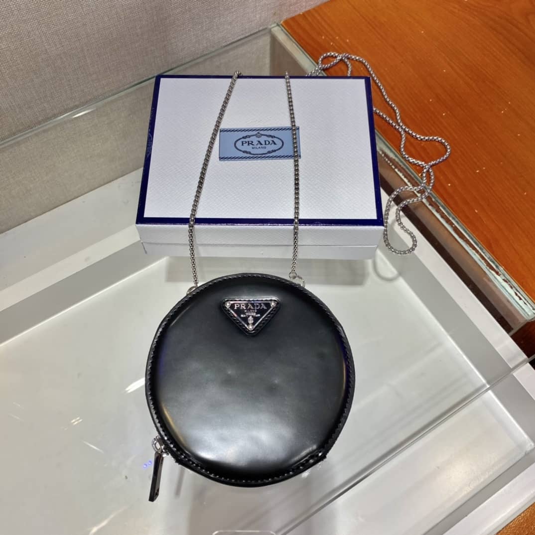 Prada Brushed Leather Mini Pouch Messenger Bag