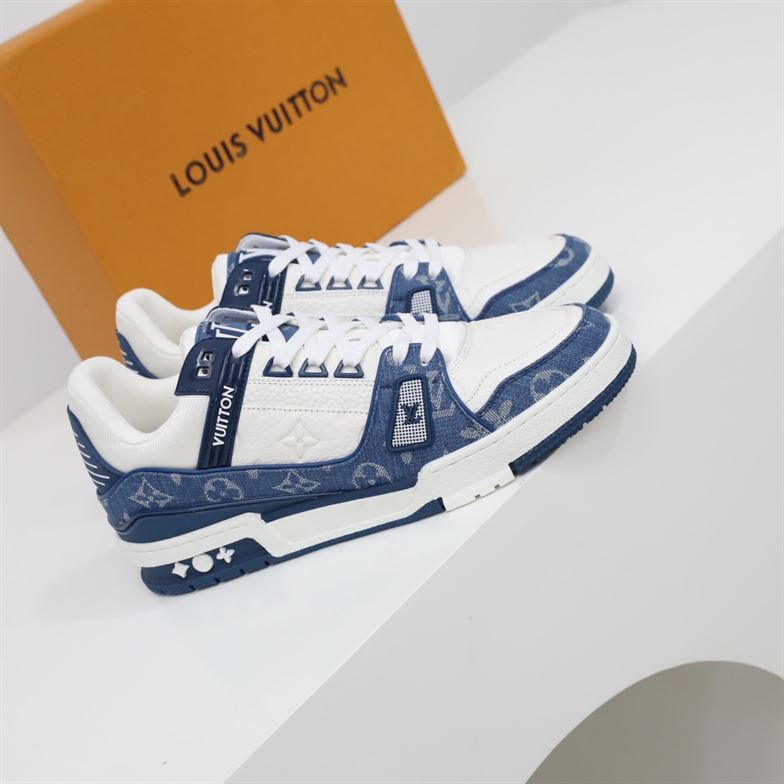 LOUIS VUITTON TRAINER MONOGRAM DENIM WHITE BLUE   LVS006