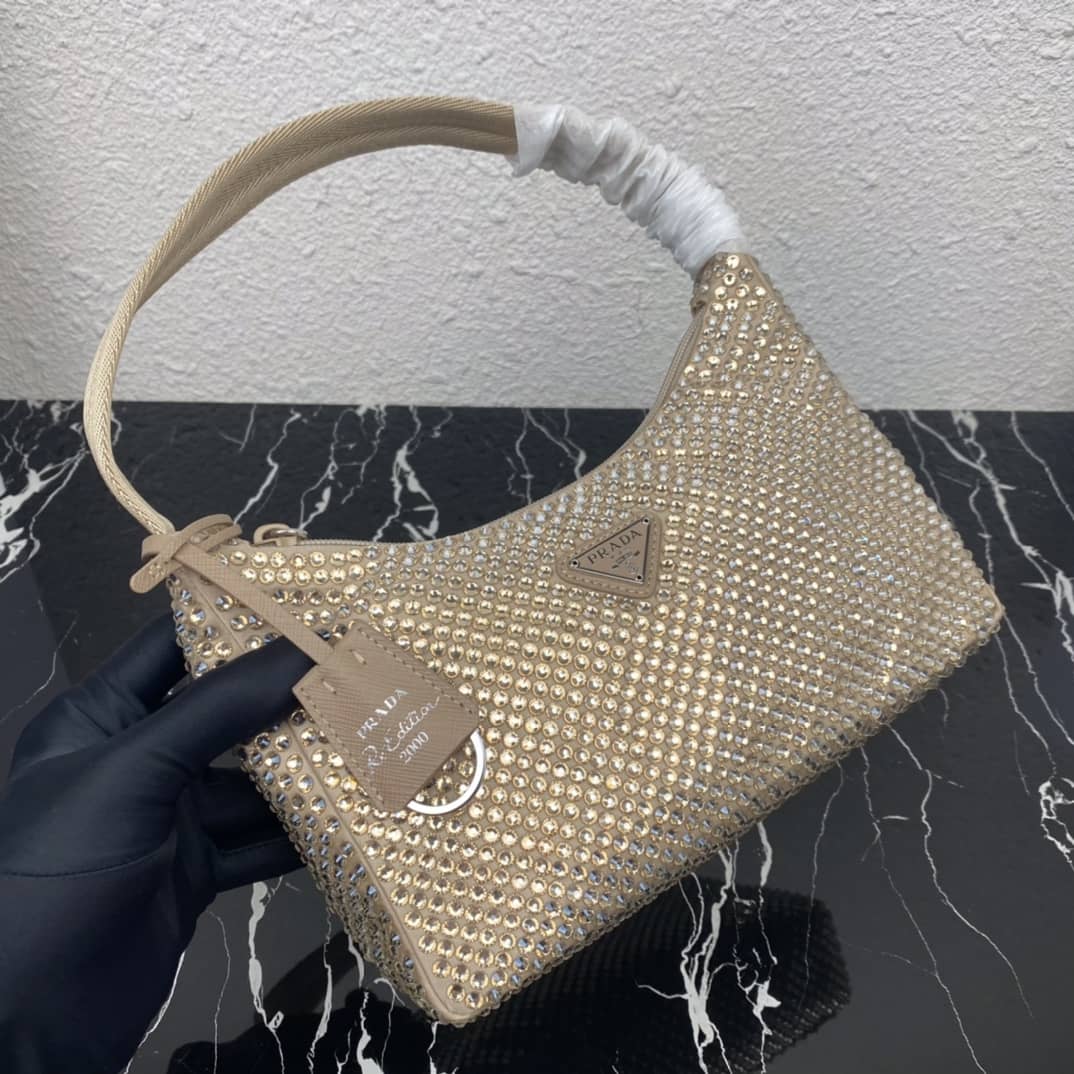 Prada Satin Re-Edition 2000 Crystal Mini Hobo