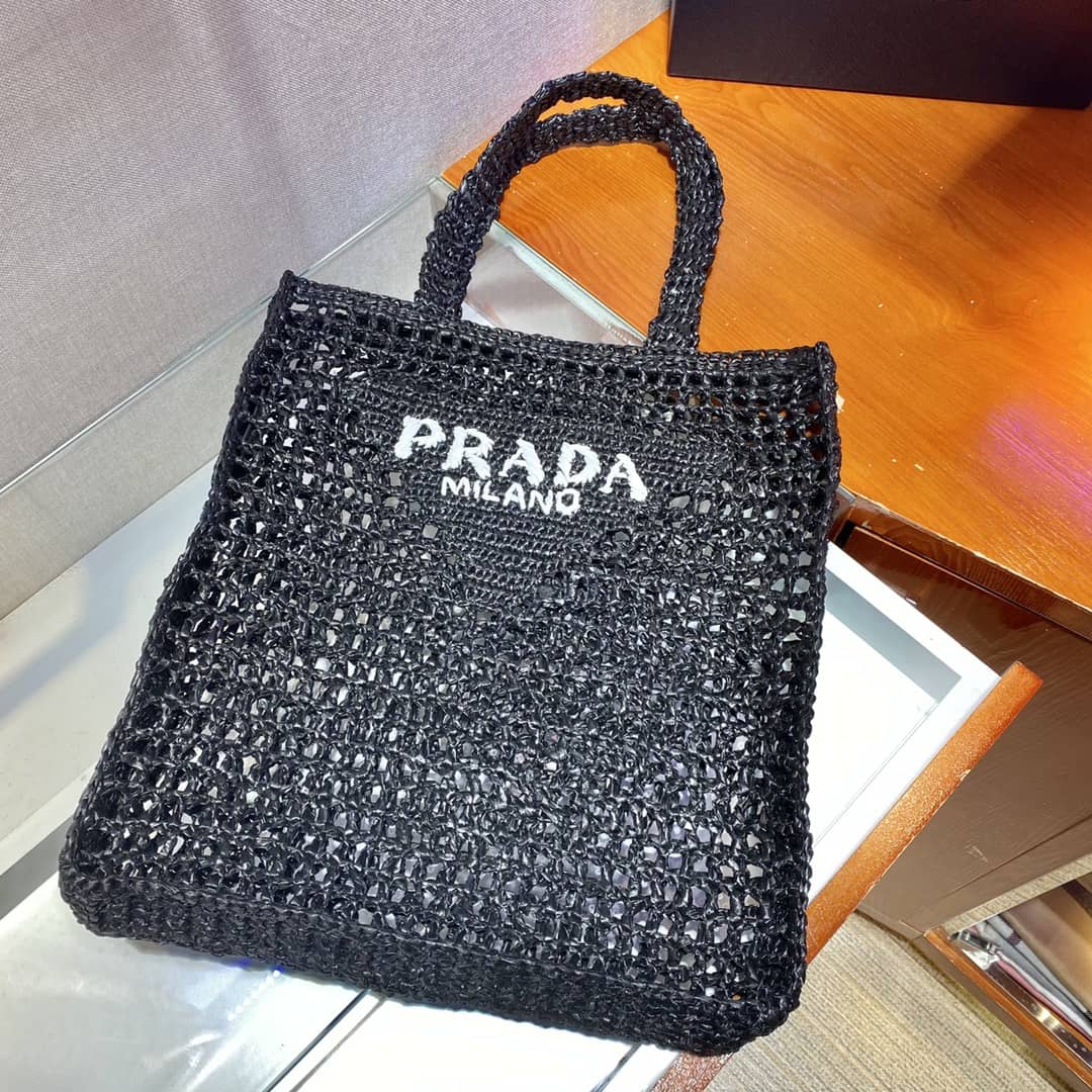 Replica Pradas Raffia Leather Replica Tote