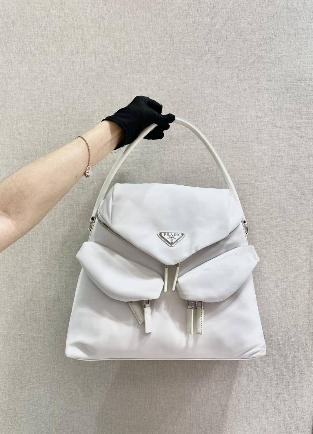 Prada Signaux Nylon Leather Replica Hobo Bag