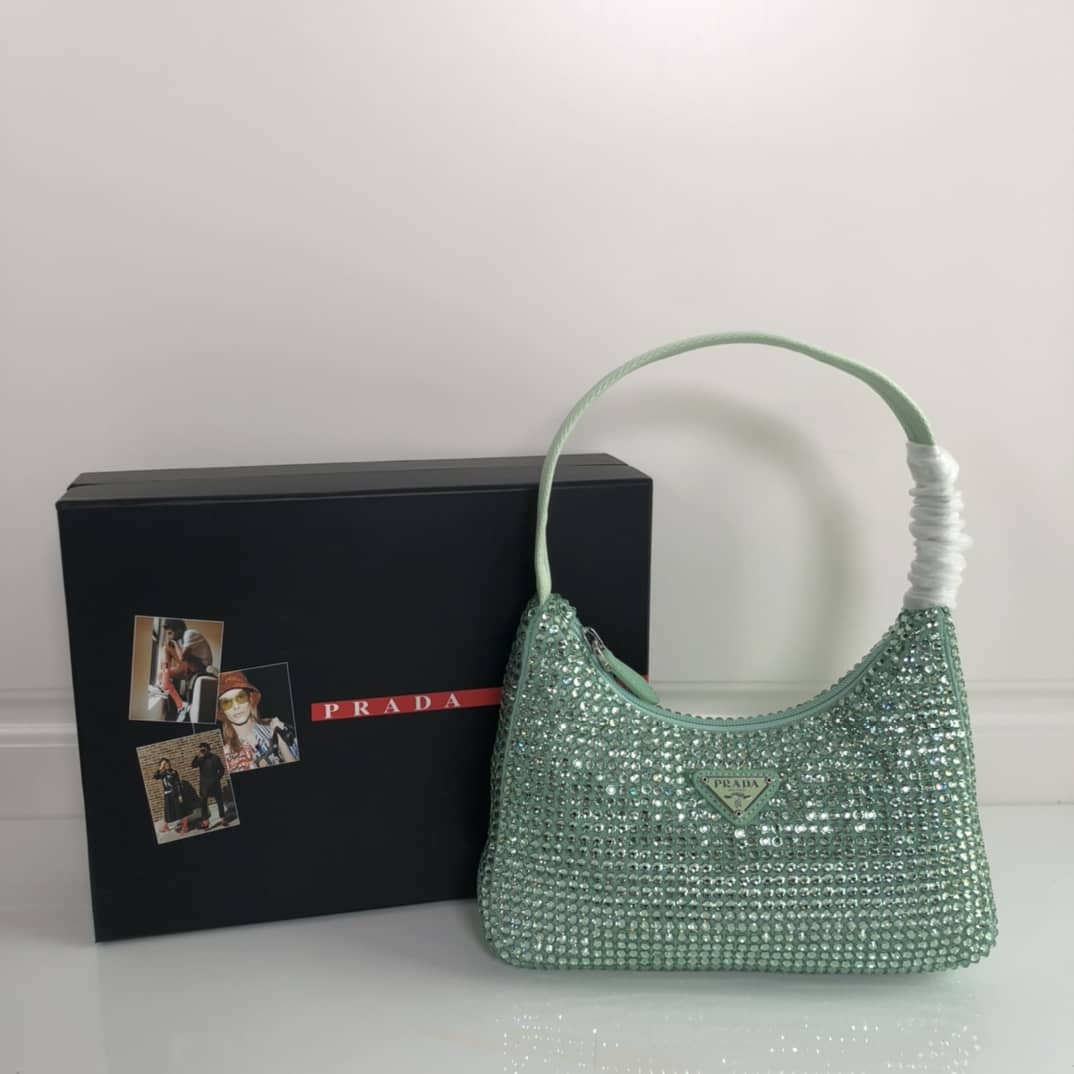 Prada Satin Re-Edition 2000 Crystal Mini Hobo