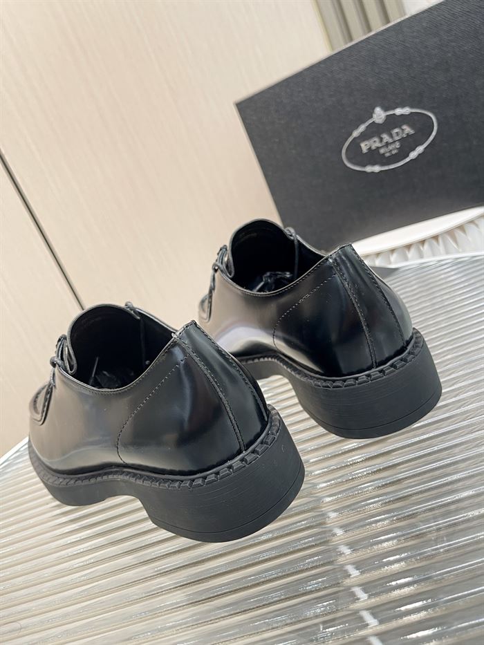 PRADA MONOLITH BRUSHED LEATHER LACE-UP SHOES   PRS039