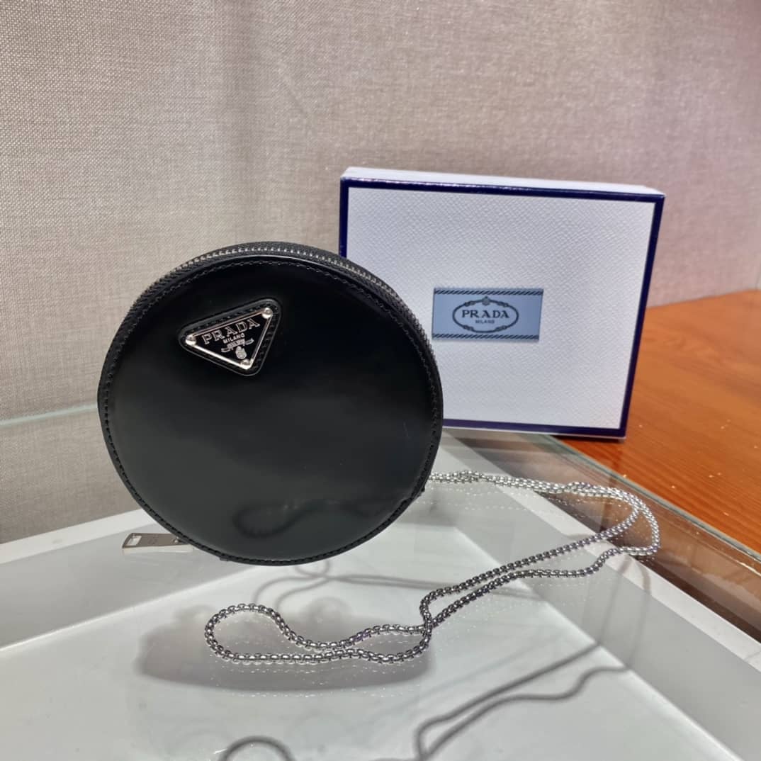 Prada Brushed Leather Mini Pouch Messenger Bag
