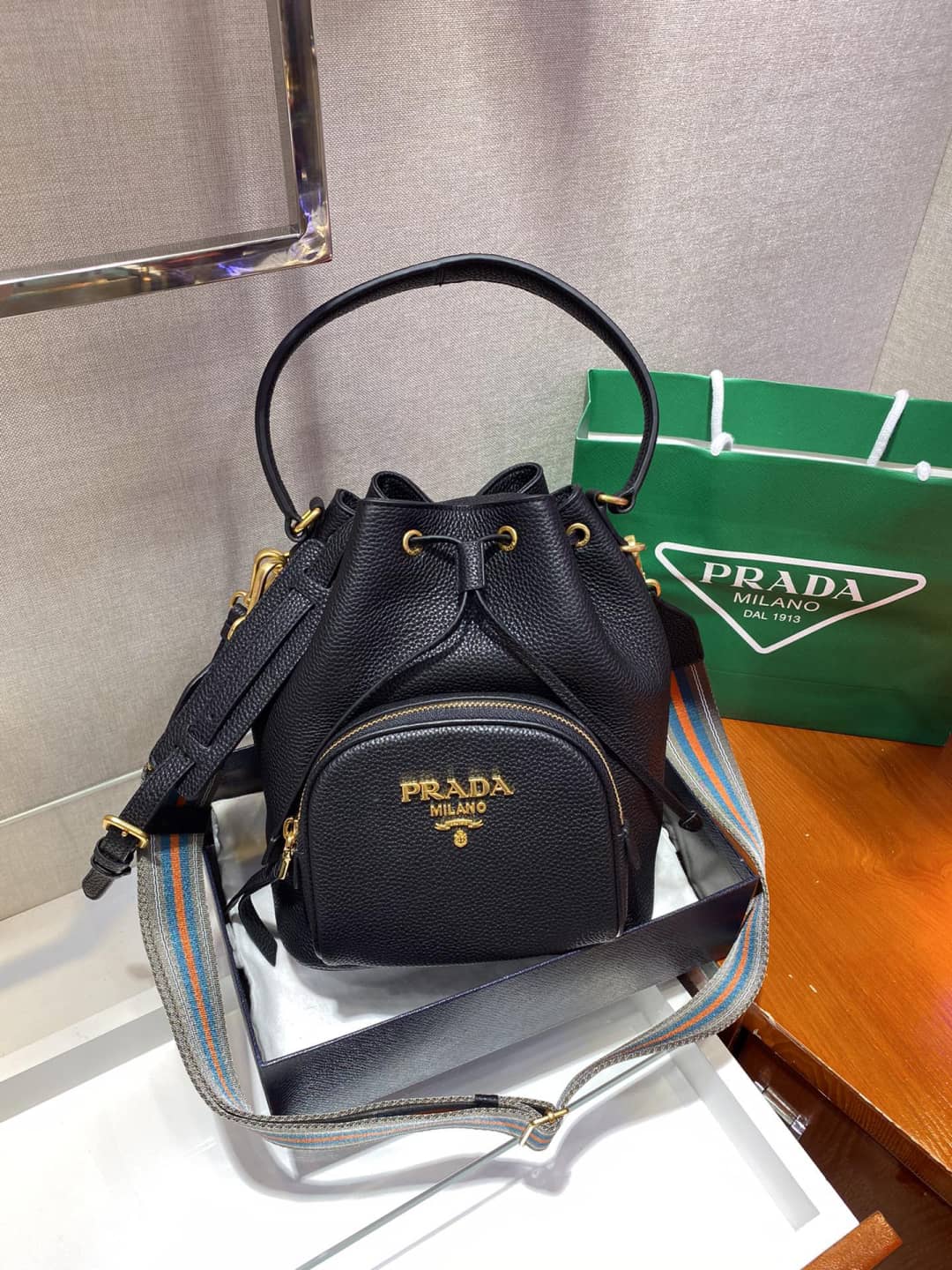 Prada Leather Replica Bucket Bag
