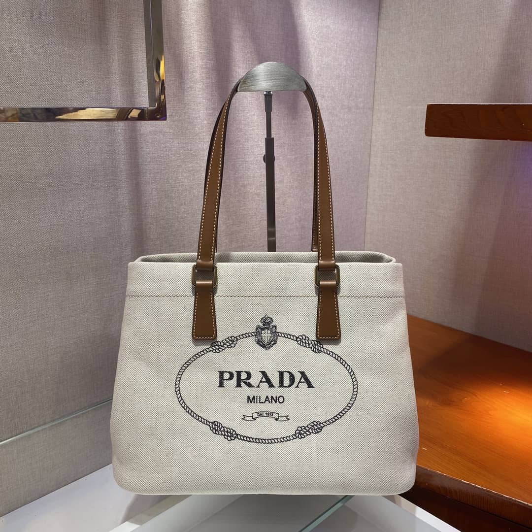 Prada Raffia Tote Dupe Small Linen Blend Calf Leather Replica Tote