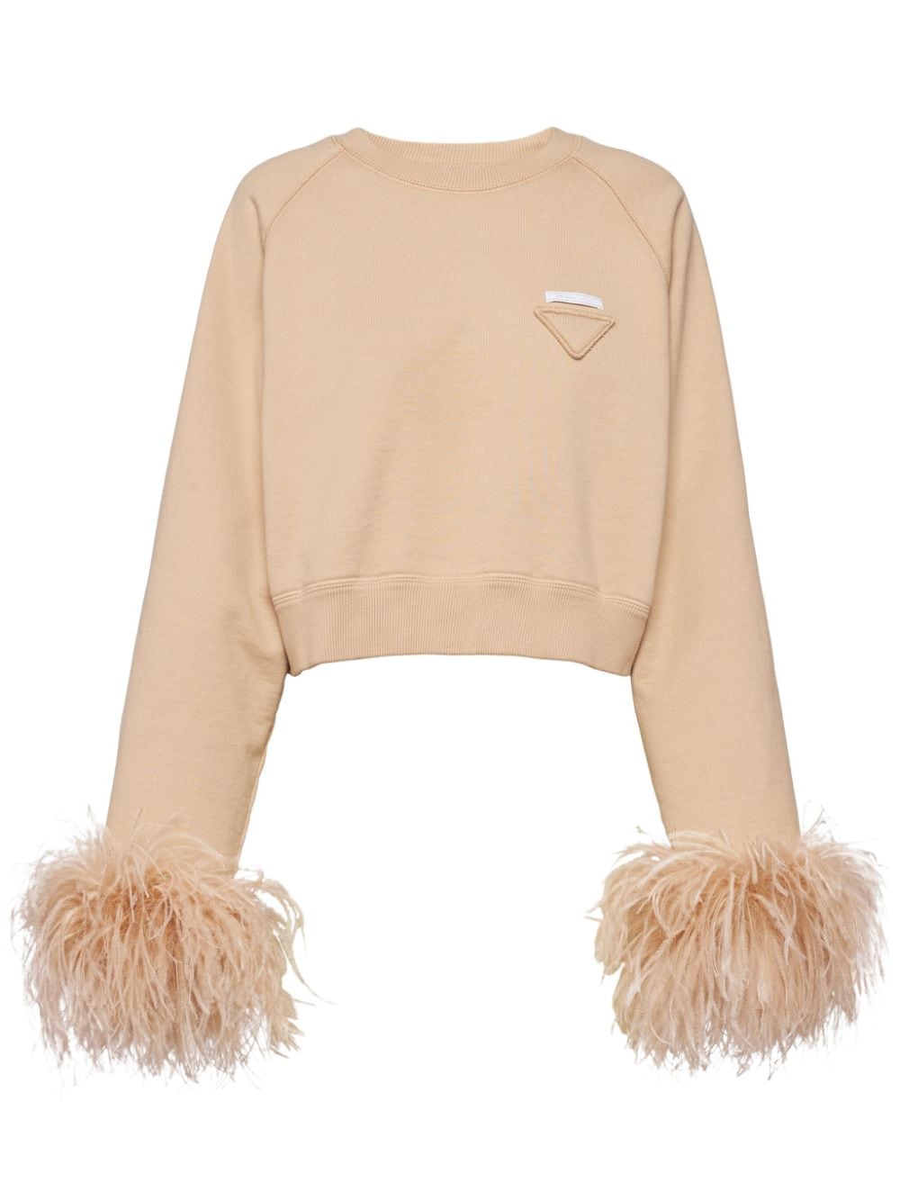 Prada feather-trim cotton sweatshirt