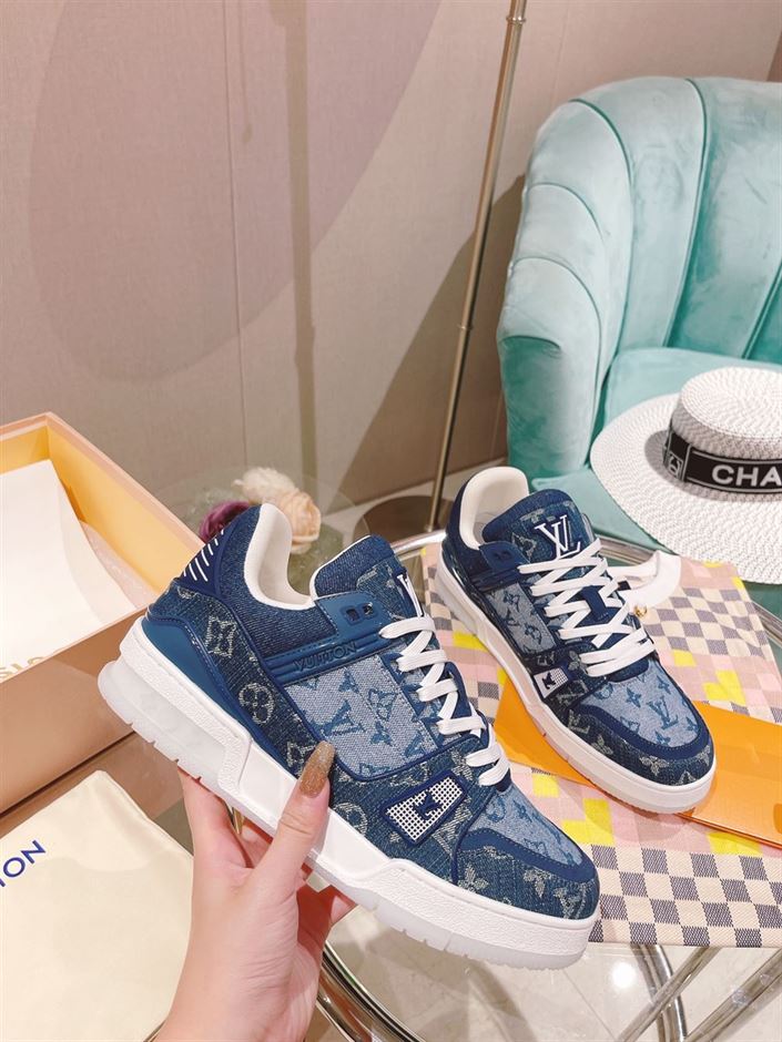 LOUIS VUITTON TRAINER SNEAKER DENIM MONOGRAM   LVS129