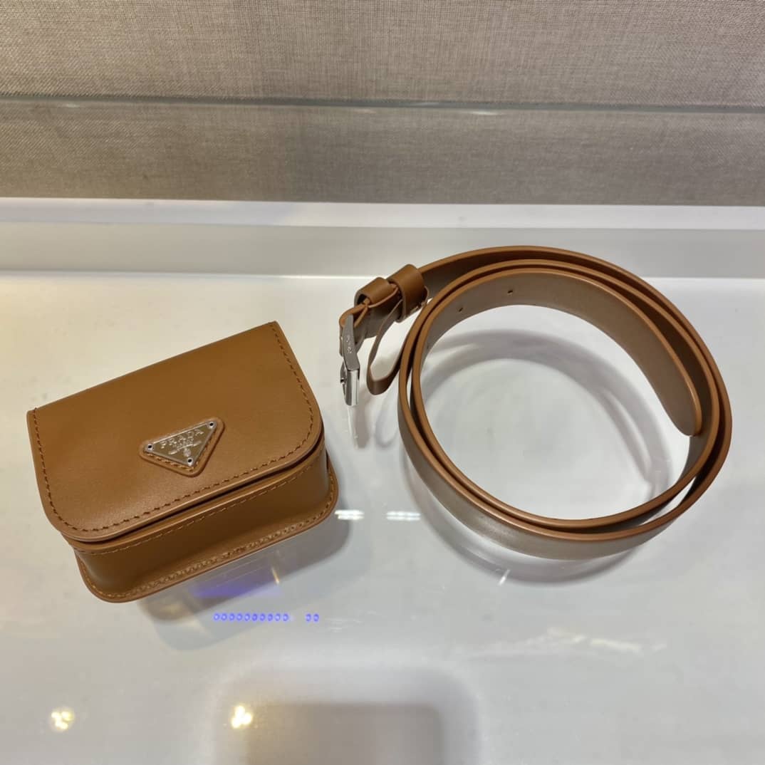 Prada Womens Leather Belt With Pouch