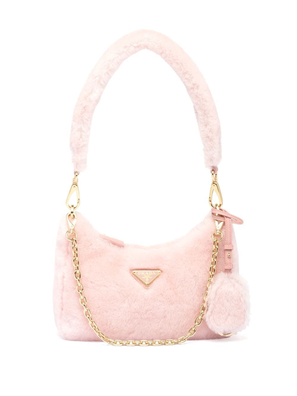 Replica Pradas mini shearling shoulder bag