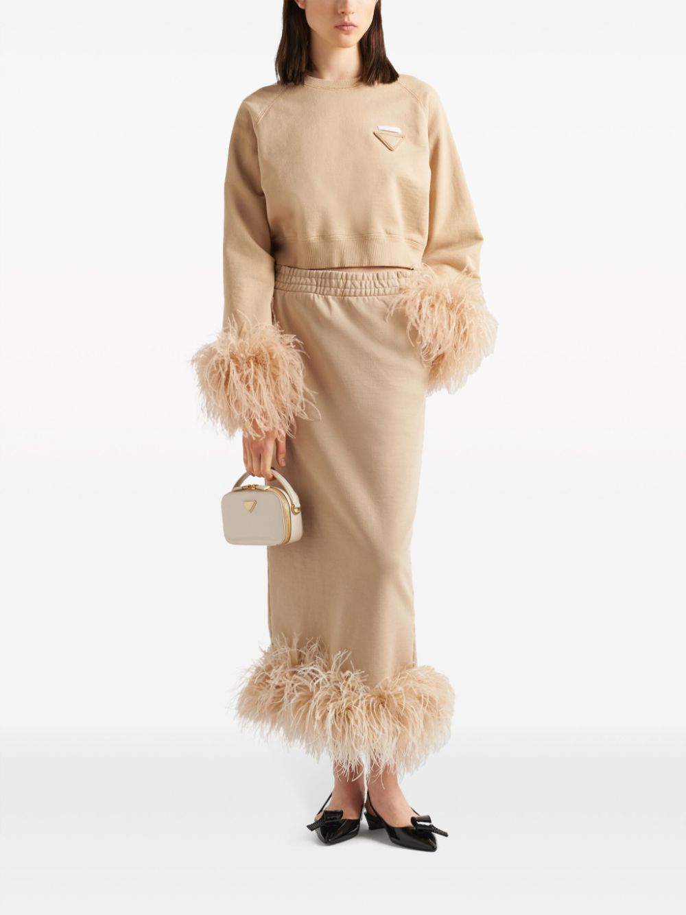 Prada feather-trim cotton sweatshirt