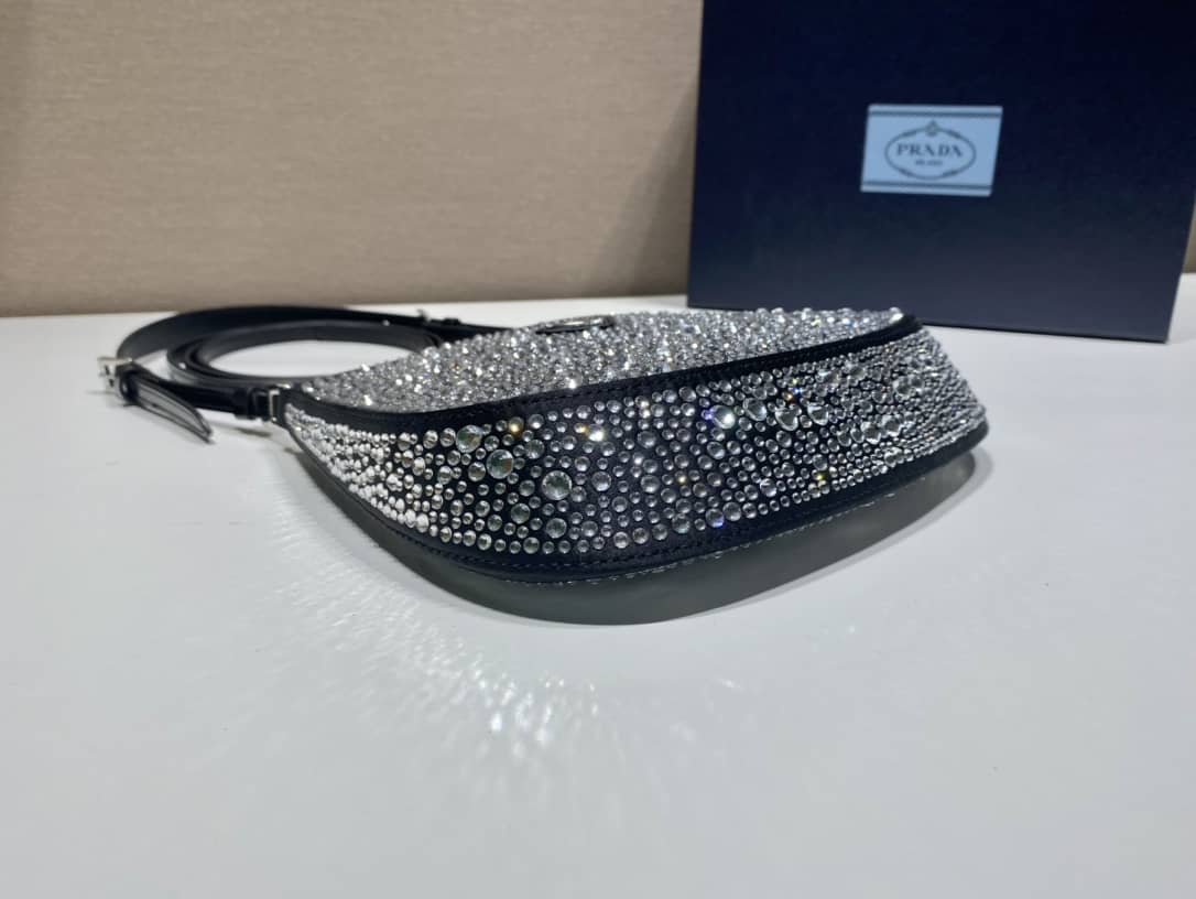Replica Pradas Cleo Satin Bag With Appliqusin In Wisteria
