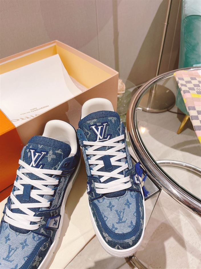 LOUIS VUITTON TRAINER SNEAKER DENIM MONOGRAM   LVS129