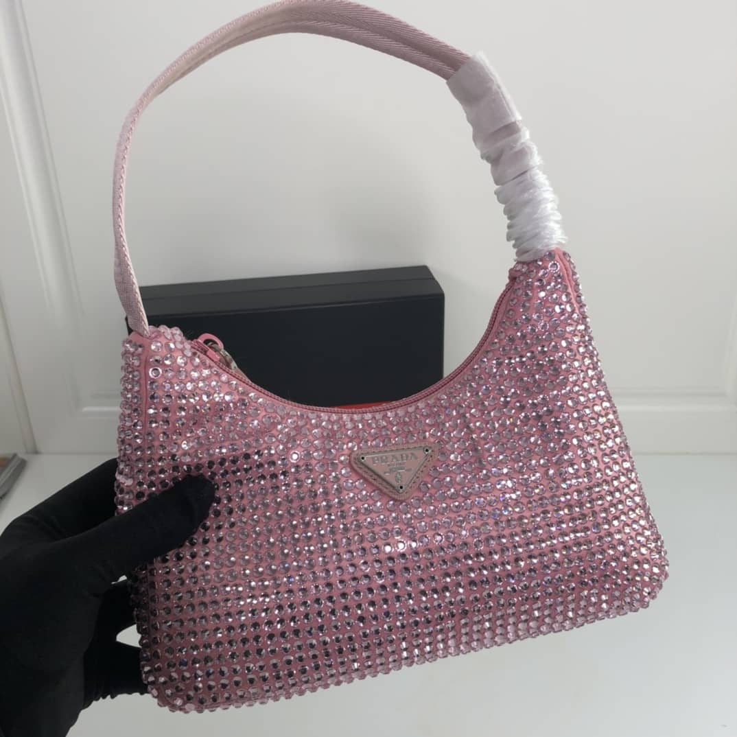 Prada Satin Re-Edition 2000 Crystal Mini Hobo