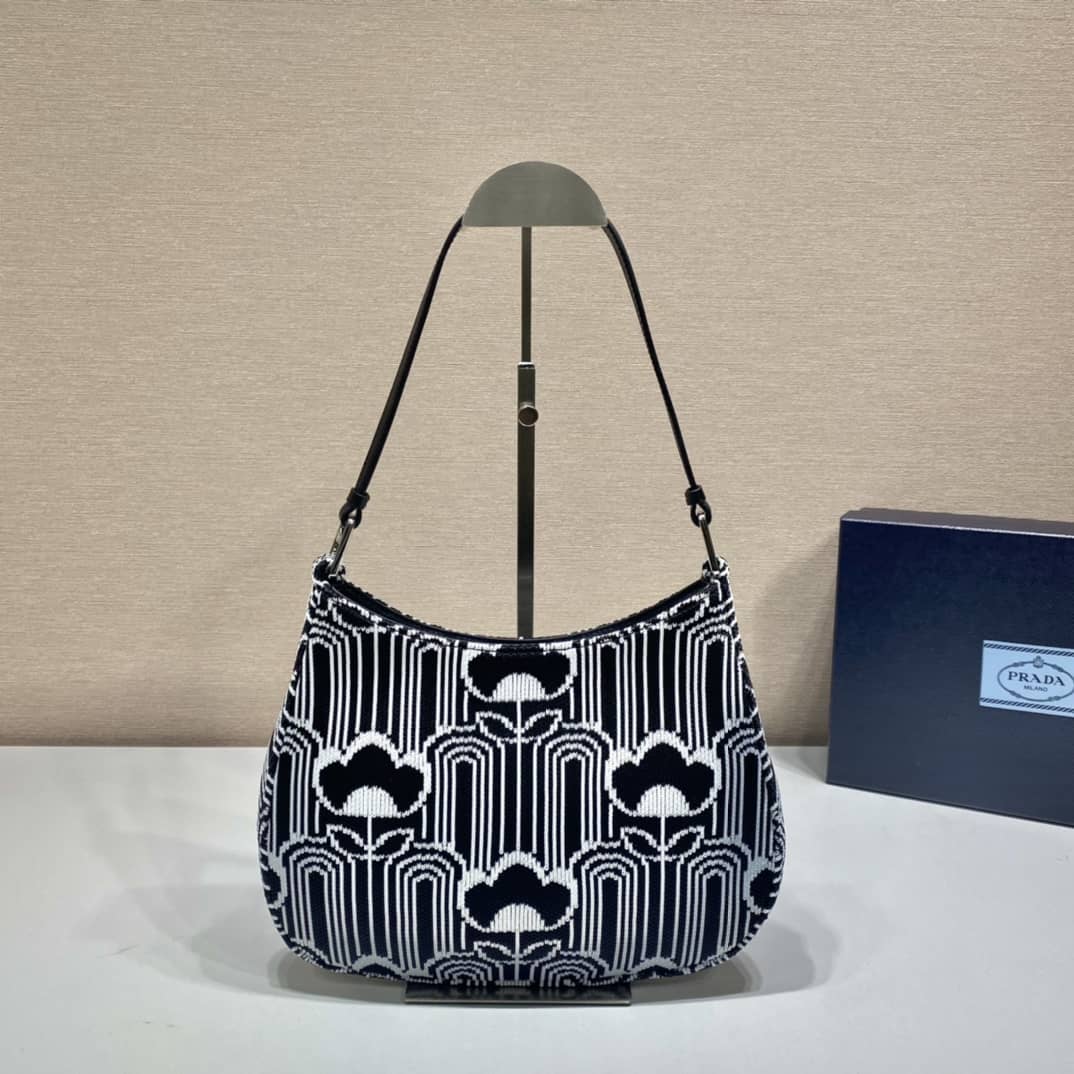 Prada Cleo Bag Dupe Jacquard Knit And Leather Replica Bag