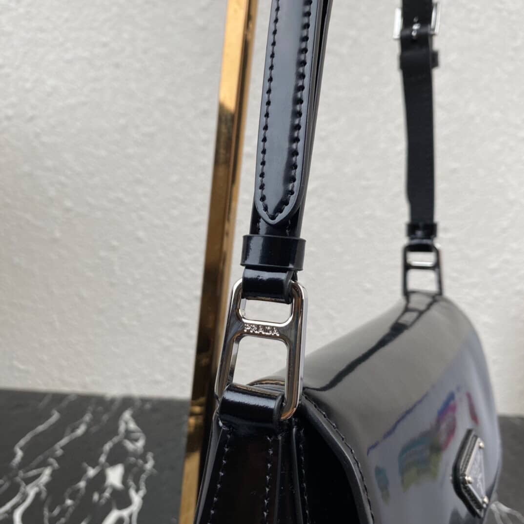 Replica Pradas Cleo Brushed Leather Flap Shoulder Bag