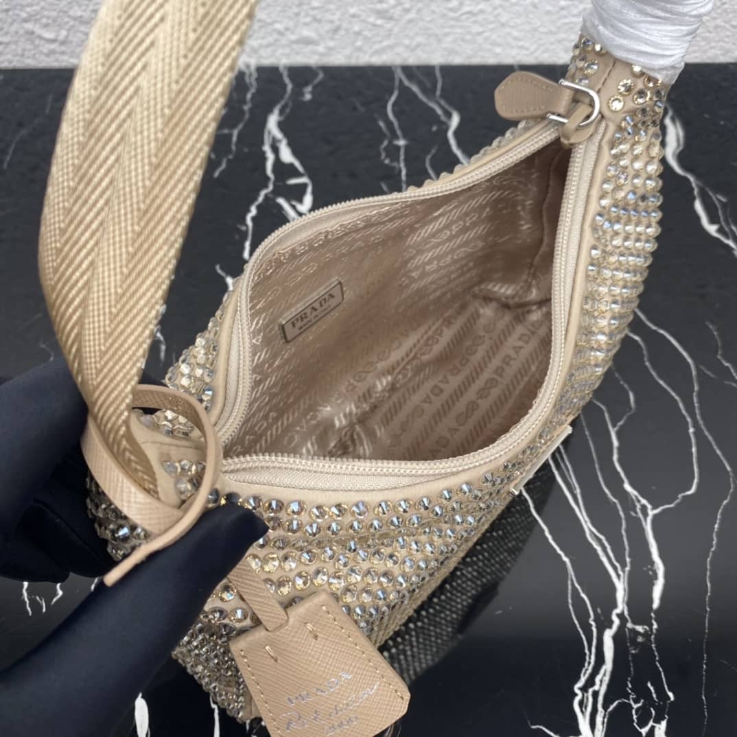 Prada Satin Re-Edition 2000 Crystal Mini Hobo