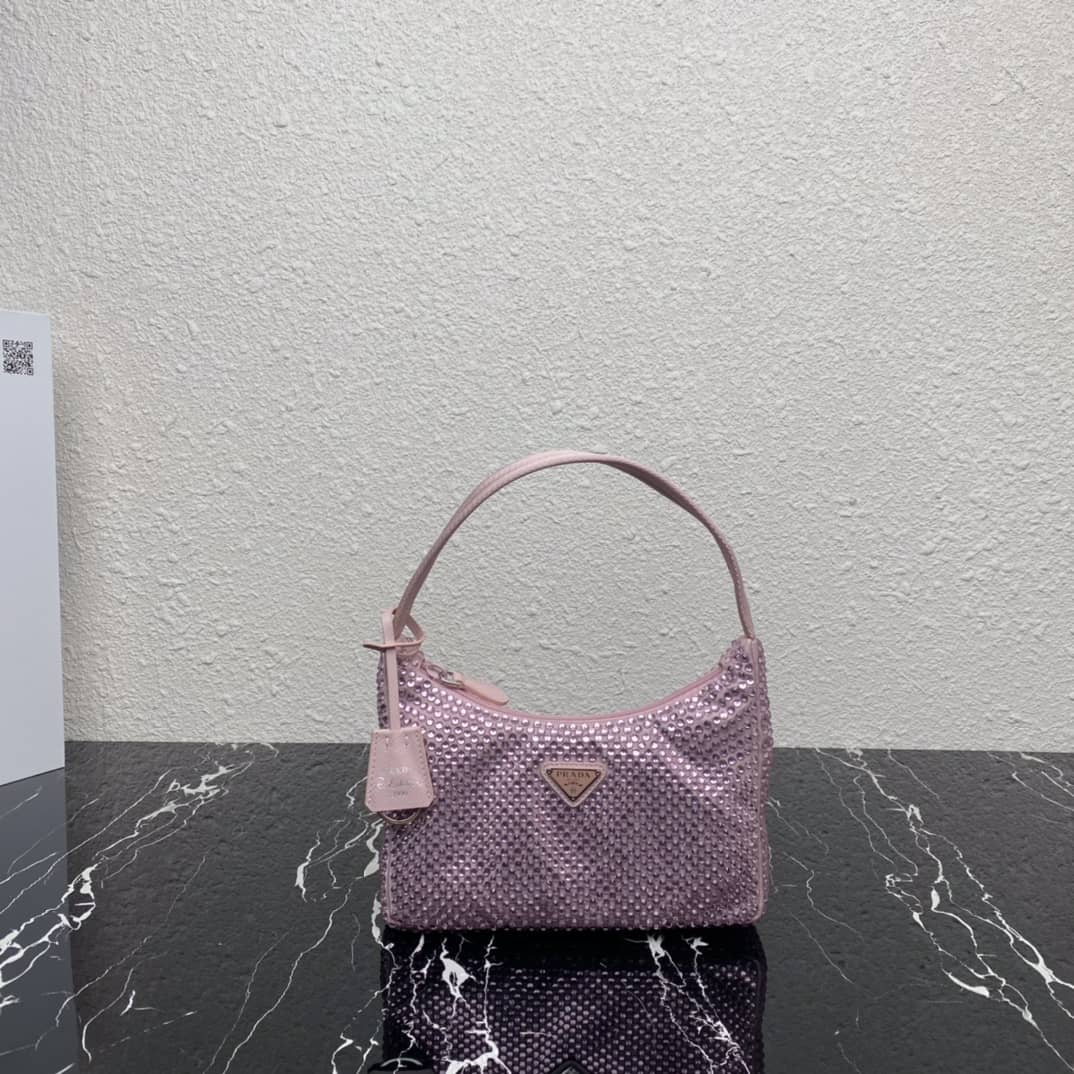 Prada Satin Re-Edition 2000 Crystal Mini Hobo