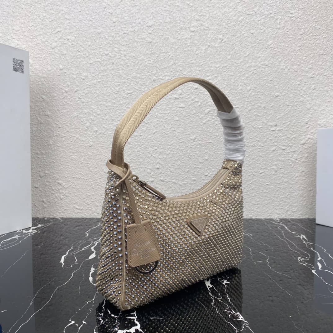 Prada Satin Re-Edition 2000 Crystal Mini Hobo