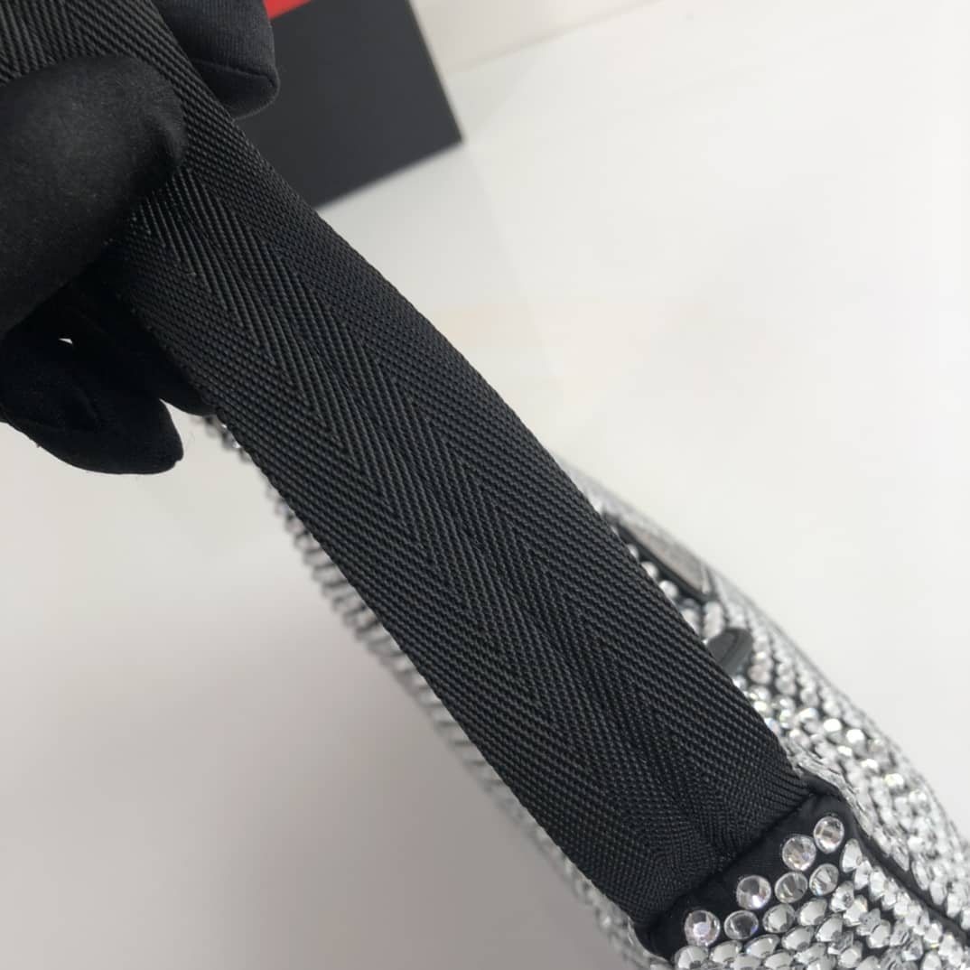 Prada Satin Re-Edition 2000 Crystal Mini Hobo