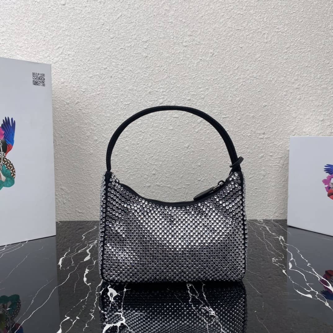 Prada Satin Re-Edition 2000 Crystal Mini Hobo