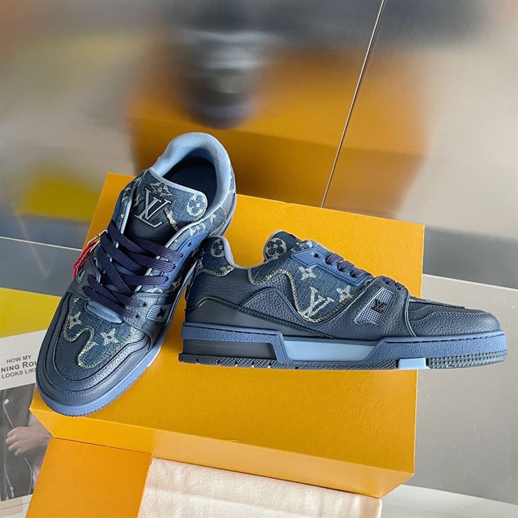 LOUIS VUITTON X NIGO TRAINER SNEAKERS IN BLUE   LVS005