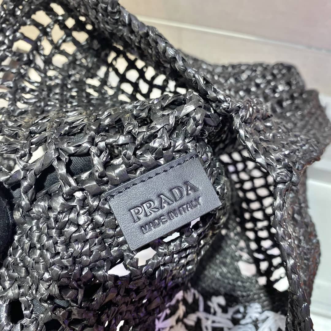 Replica Pradas Raffia Leather Replica Tote