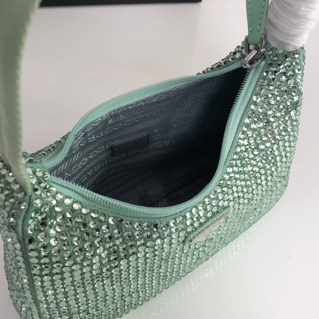 Prada Satin Re-Edition 2000 Crystal Mini Hobo