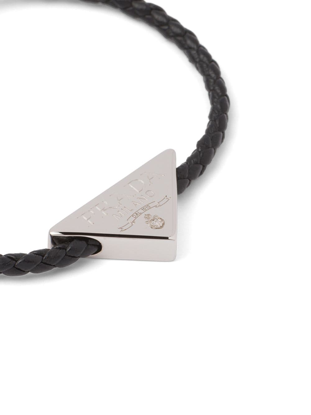 Replica Pradas triangle-logo woven bracelet