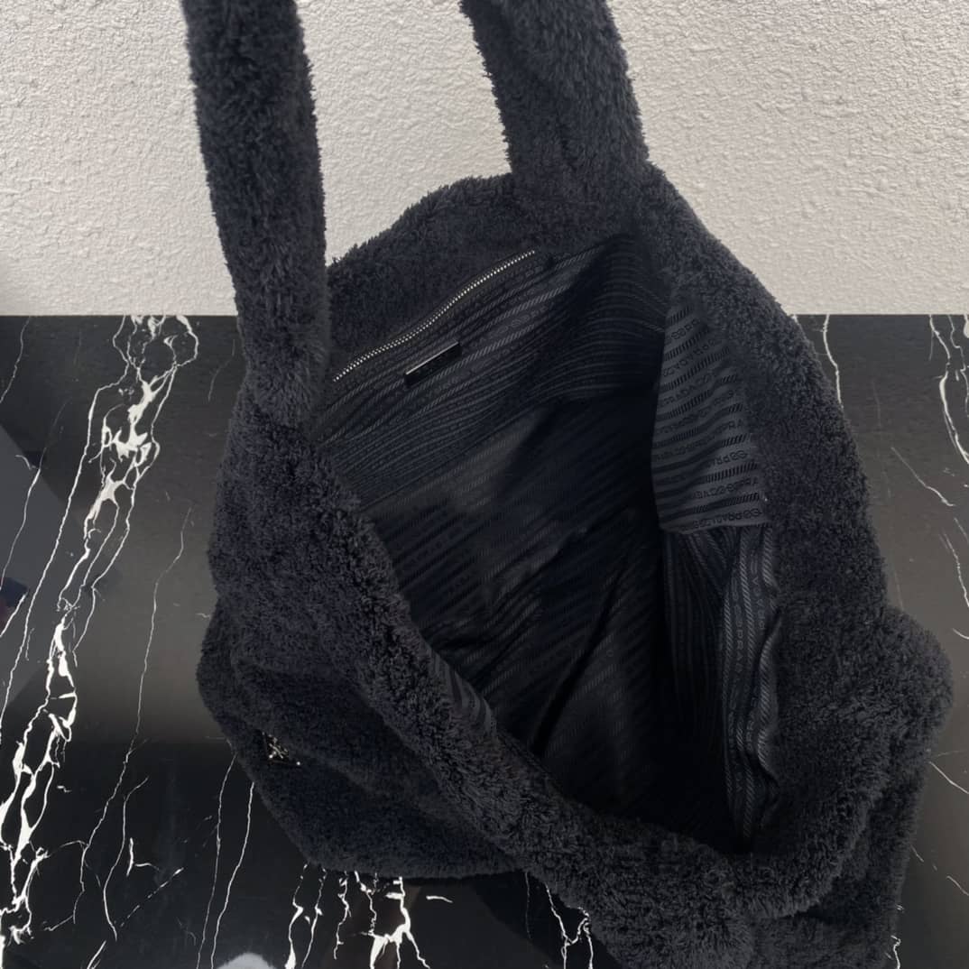 Prada Shearling Tote Shoulder Bag