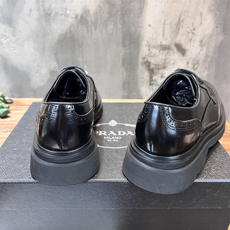 PRADA BRUSHED LEATHER DERBY BROGUE SHOES SHOES   PRS033