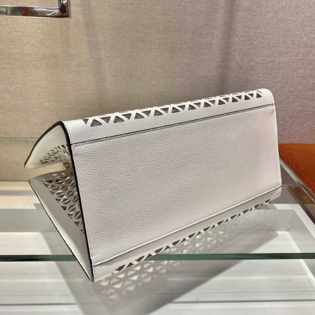 Prada Hollow Out Cowhide Leather Beech Tote