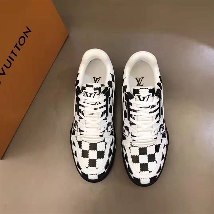 LOUIS VUITTON TRAINER SNEAKER BLACK WHITE DAMIER   LVS046