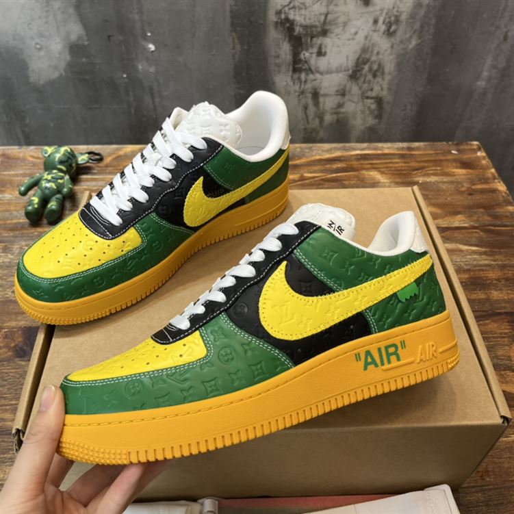 LOUIS VUITTON X NIKE AIR FORCE 1 LOW-TOP SNEAKERS IN YELLOW AND GREEN   LVS119
