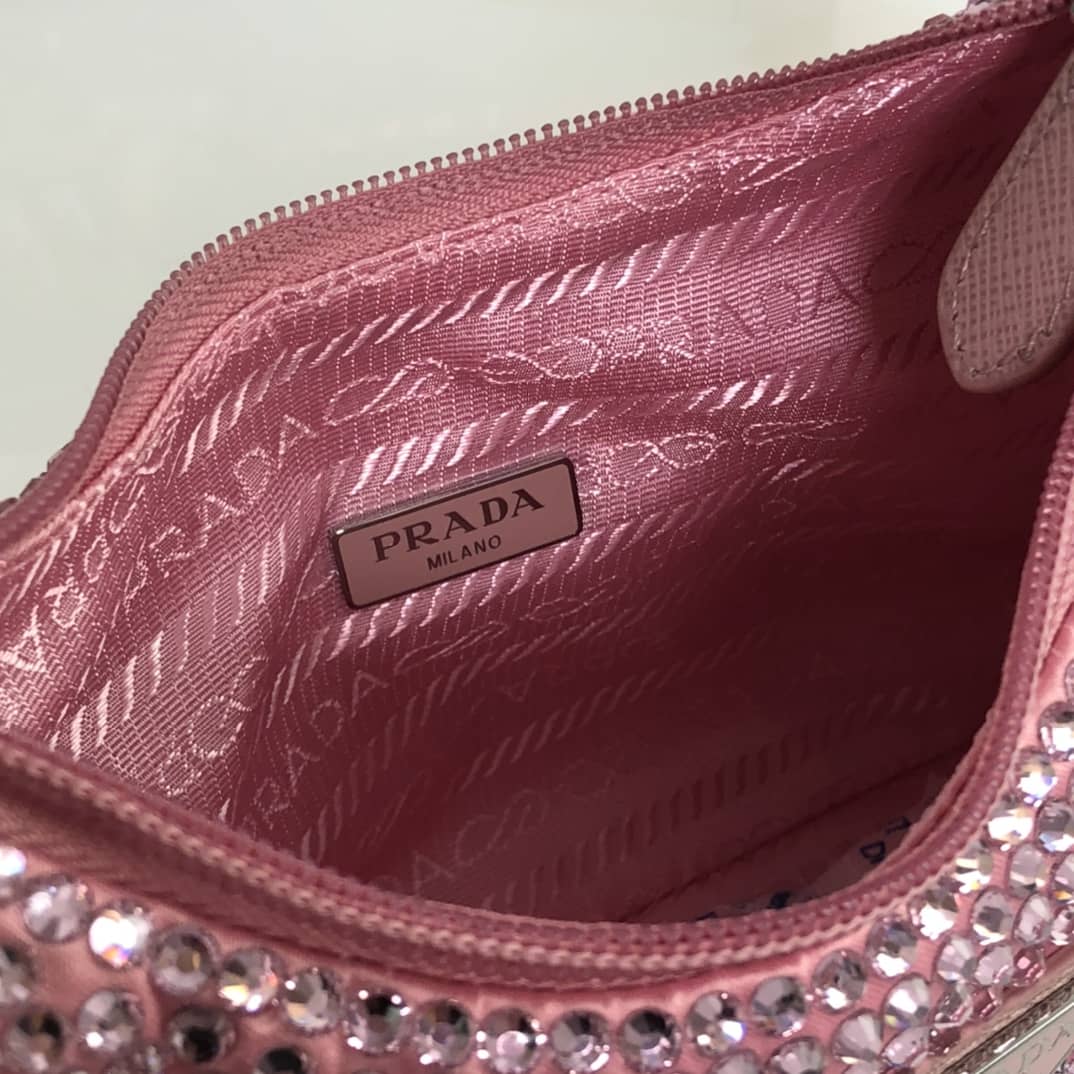 Prada Satin Re-Edition 2000 Crystal Mini Hobo