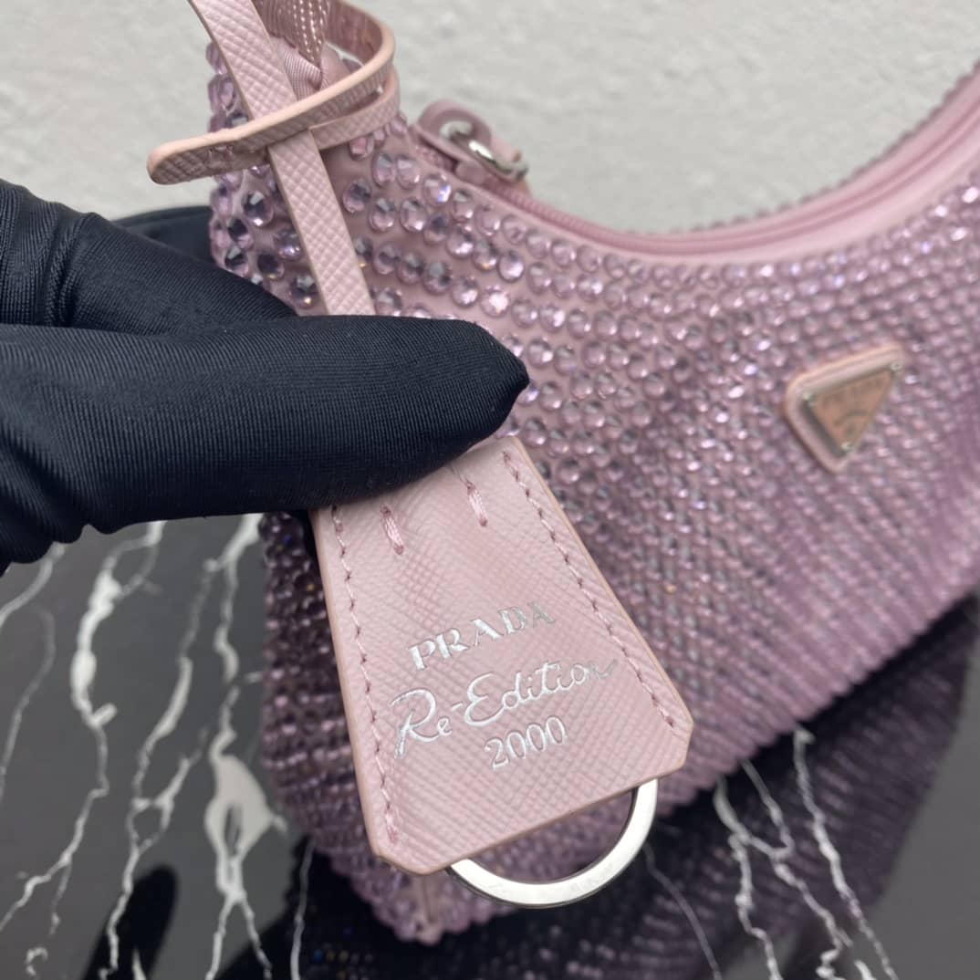 Prada Satin Re-Edition 2000 Crystal Mini Hobo