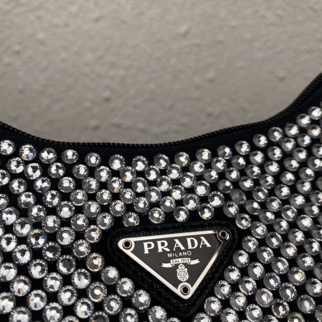 Prada Satin Re-Edition 2000 Crystal Mini Hobo
