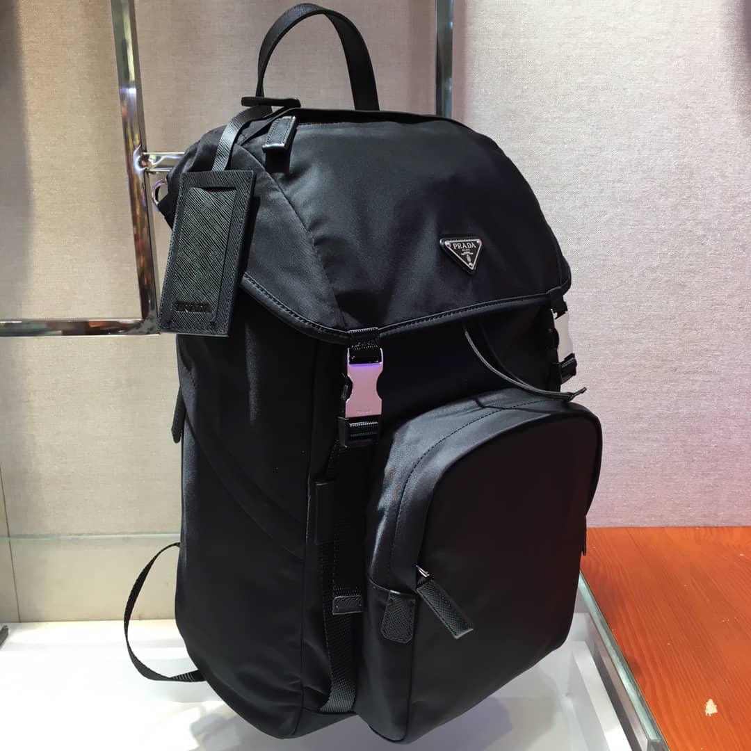 Prada Backpack Dupe Black Nylon Saffiano Leather
