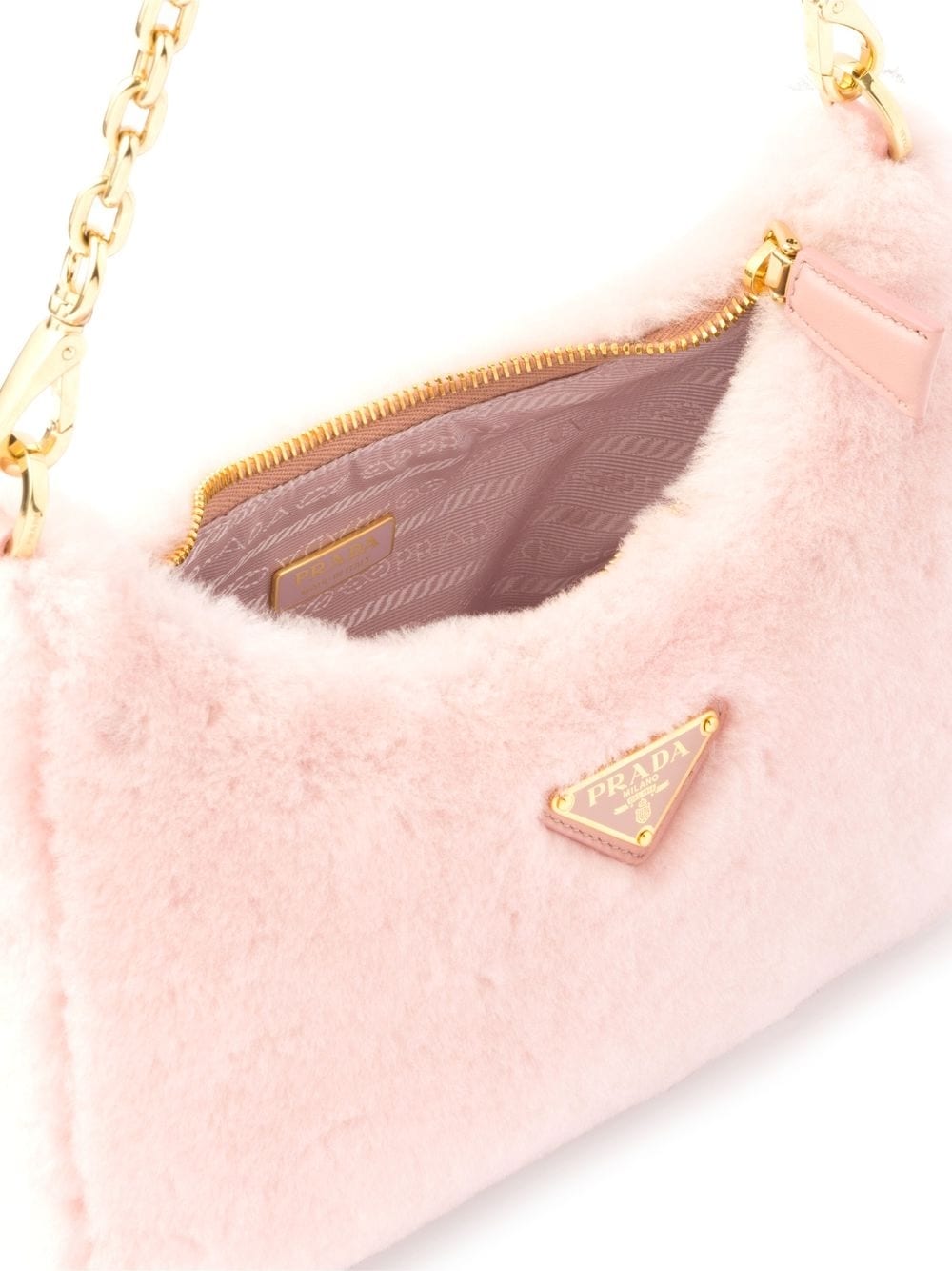 Replica Pradas mini shearling shoulder bag