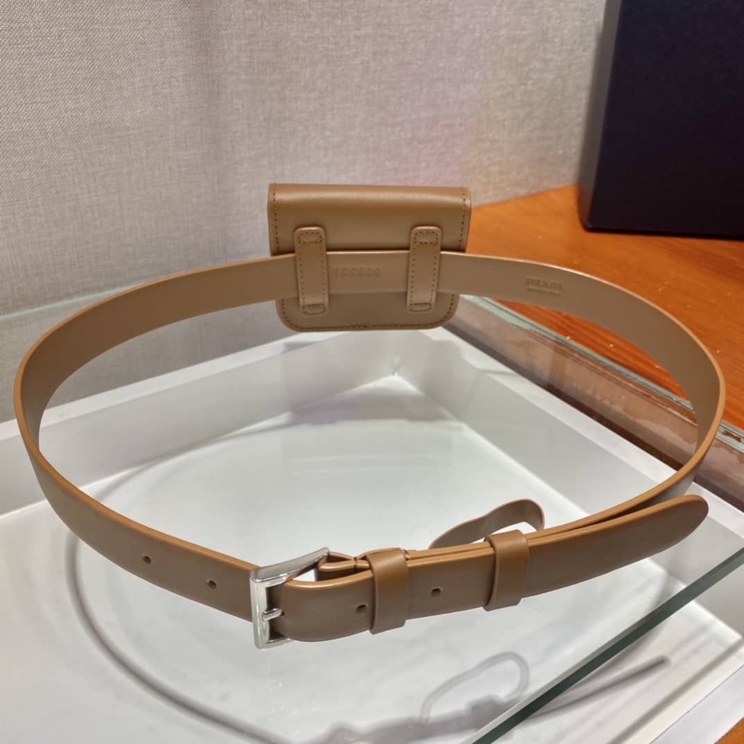 Prada Womens Leather Belt With Pouch