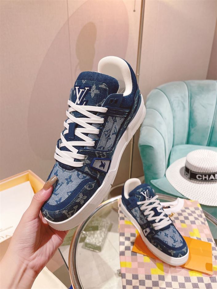 LOUIS VUITTON TRAINER SNEAKER DENIM MONOGRAM   LVS129