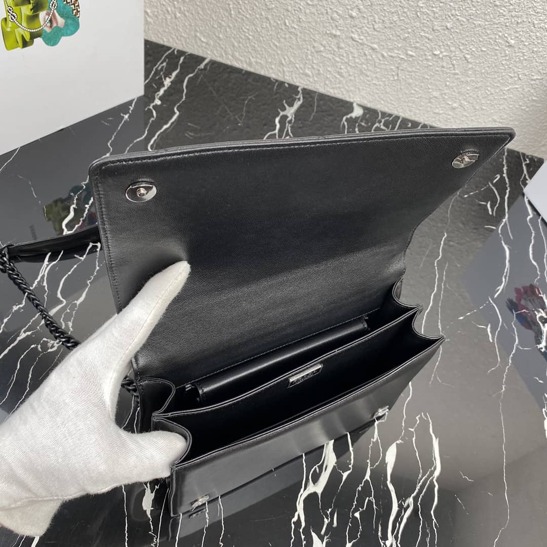 Prada Chain Replica Crossbody Bag Black